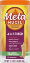 Fibra de metamucil, 4-em-1 Psyllium Fiber Supplement, Pó sem açúcar, Bebida sem sabor, 114 Servings (Pacote de Vary maio)