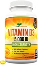 Vitamin D3 5000 IU, 365 Easy-Swallow Softgels, High Strength Vitamin D 5000 IU Supplement - Full Year Supply