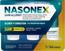 Nasonex 24HR Allergia Orrspray, Non-Drowsy, Spent- Free Mist, Allergia tünetek + orrdugulás, Teljes gyógyszerfelírás Erő, 120 Spray (3 csomag)