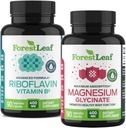 ForestLeaf Riboflavín & Magnézium Migraine Supplement - Riboflavín 400 mg pre úľavu od bolesti hlavy - Ultimate Magnézium Glycinate Bundle s B2 Vitamín 400mg pre Bolesť hlavy Migréna Relief Kapsule