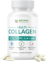 Multi Collagen 180 קפסולות חלבון - סוג I, II, III, V, X Collagen Pills - Band of Eggshell, Chicken, Wild Fish & Grass-Fed Beef Collagen Peptides - 2025 מ"ג לסרב