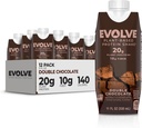 Evolve Augalų baltymų purtyti, Dvigubas šokoladas, 20g Vegan baltymų, pieno nemokamai, Nr Dirbtiniai saldikliai, Ne GMO, 10g pluoštas, 11 Fl Oz (Pakuotė 12) - (Formulės gegužės Vary)