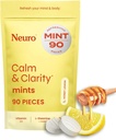 NeuroGum Calm & Clarity Mints (Honey Lemon, 90 Pieces) | GABA + L-Theanine + 비타민 D3 | 설탕 무료 계류 및 스트레스 완화 보충