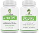 VitaMonk Alpha GPC och Uridine Stack - Mr Happy Stack - Uridine Monophosphate med inga konstgjorda fillers - Biotillgängliga kolintillskott främja kognition, fokus, mental klarhet