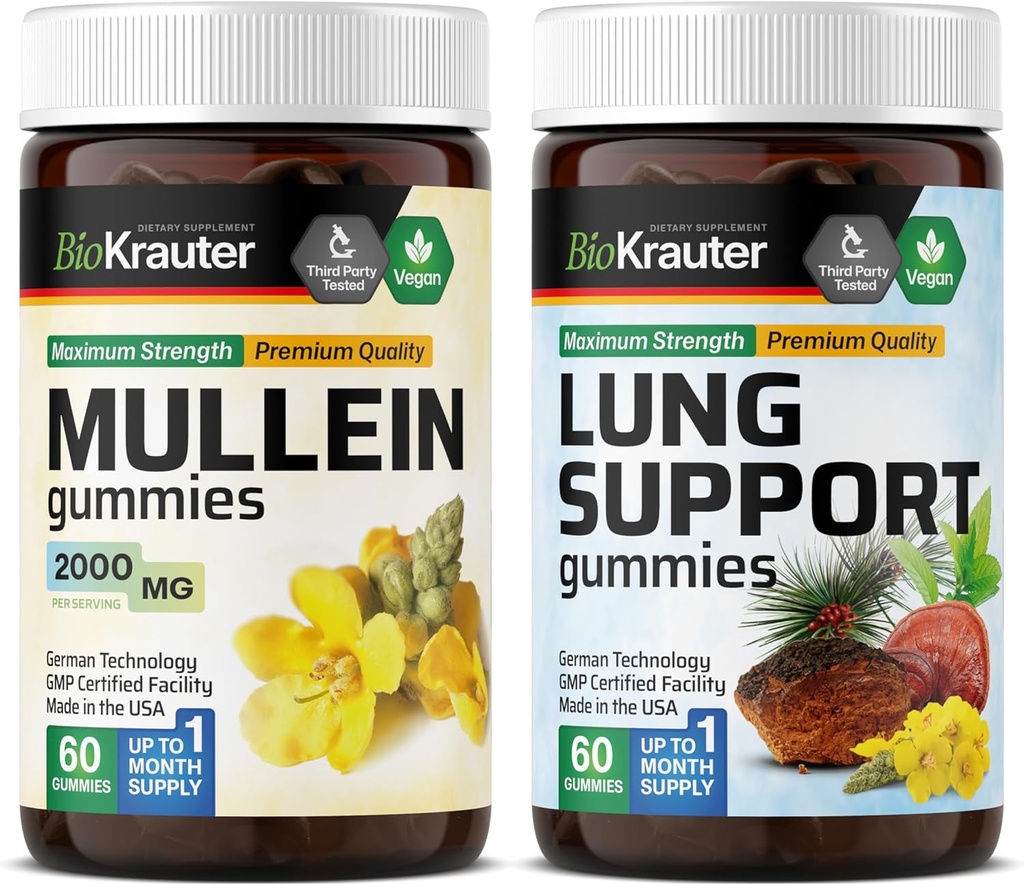 BIO KRAUTER Mullein 60 Gummies & Lung 지원 60 Gummies