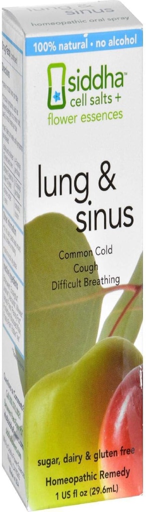 Siddha Remedies Lung & Sinus Spray for Sinus Relief, Congestion Relief, Cough Suppressant, Cold Medicine, Runny Nose | Homeopathic Allergy Medicine Relief | Non GMO w/Cell Salts, No Alcohol, Sugar