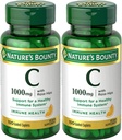 Nature's Bounty Vitamin C + Rose Hips, Immune Support, 1000mg, Coated Caplets, 100 Ct - Pack of 2
