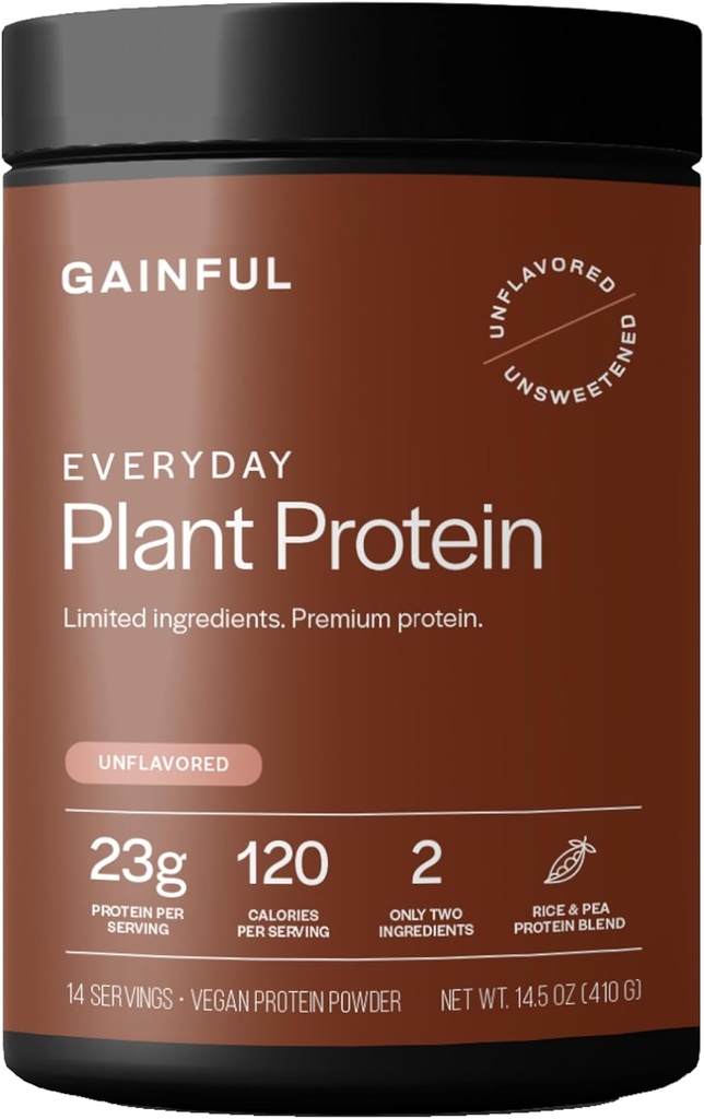 Gewinful Everyday Plant Protein Powder, 23g Plant Protein per Serving, Unflavored, Ondersteunt sterkte, herstel, en evenwichtige voeding, Veganistisch, Gut Vriendelijk, Geen kunstmatige ingrediënten, 14 Serven