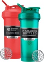 BlenderBottle Classic V2 Shaker бутилка перфектно за протеинови шейкове и предварително тренировка, 28-Ounce (2 пакет), червено, зелено