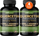 Gade Nutrition Quercetin dengan Vitamin C dan Zinc - Nettle Quercetin - Quercetin 500mg - Quercetin dengan Bromelain - Zinc Quercetin + Vitamin D3- 240 Veggie Caps - Non-GMO - 4 Bulan Suppply