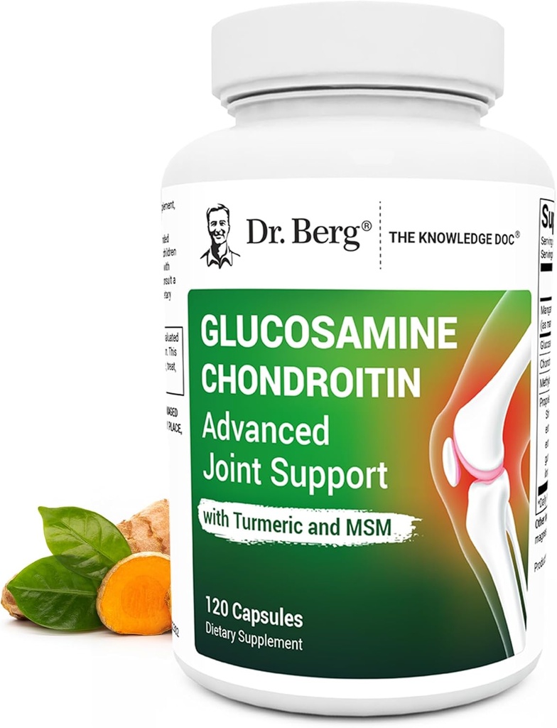 Dr Berg gliukozaminas Chondroitin MSM Turmeric & Boswellia - Advanced Joint Support Additive with 1500 mg gliukozamino Sulfate - Apima 120 kapsulių