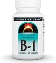 Източник Naturals Витамин B-1 Тиамин 500mg - High Potency, 500mg - 50 Таблетки