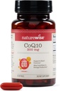 NatureWise CoQ10 200mg Softgels, 높은 효능 Ubiquinone - Coenzyme Q10 보충 - 심장 건강 + 에너지를위한 산화 방지제 - Vegan, Non-GMO, 글루텐 - 무료 - 30 카운트 [1 개월 공급]