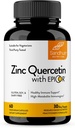 Quercetina de zinc de Sandhu con cápsulas vexetarianas EpiCor 60 - suplementos de zinc sen glute - Soporte inmune de alta potencia