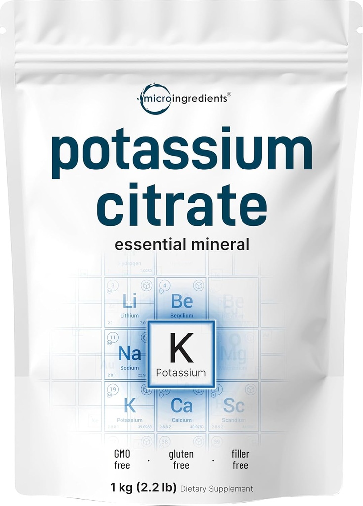 US Origin Potassium Citrate Powder, 1 KG (35 Ounce) | Essential Hydration Electrolyte Supplement | Stöder Mineral Balance, Heart, Joint och Immune Health | Vegan Friendly