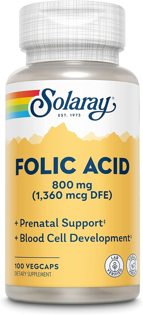 SOLARAY Folic 산 캡슐, 1360mcg | 100 개 | 2 팩