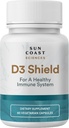 Sun Coast Science Sciences D3 Shield - Immune Support və Bone Health 60 Vegetarian Capsules K2 üçün Vitamin D3 5000 IU