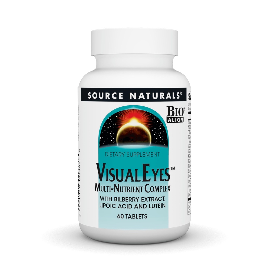 Source Naturals Visual Eyes Dietary Supplement - Multi-Nutrient Complex with Bilberry Extract, Lipoic Acid and Lutein - 60 Tablets