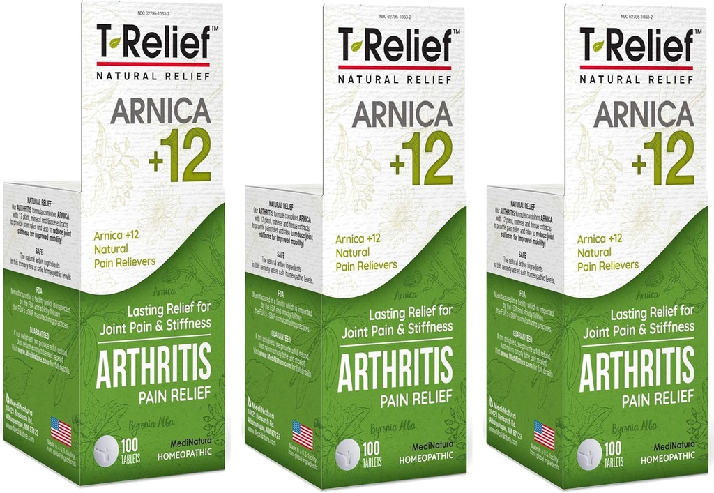 T-Relief Ex strength Arthrtis Reliever Arnica + 12 thuốc tự nhiên cho sự kết hợp của các đau nhức, giảm đau nhanh chóng cho phụ nữ và đàn ông - 100 bảng