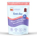 FIRST DAY Magnesium Gummies for Women, L-Theanine, Melatonin-Free, 60ct | Vegan strawberry Magnesium for Women, citrate, L-theanine and Zembrin; melatonin-free nighttime relaxation support.