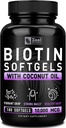 Zeal Naturals Biotin with Coconut Oil for Hair 10000mcg (180 Softgels) Supplement - Biotin Pills for Hair Skin and Nails Vitamins for Women Capsules for Men Hair Growth 6 mo Supply