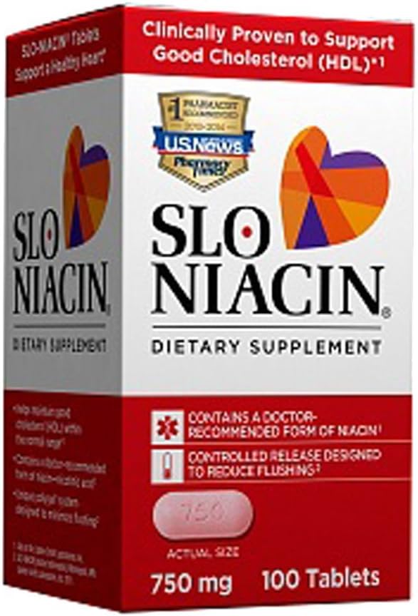 Slo-Niacin Polygel Controlled-Release Niacin, 750 mg, 100 정제