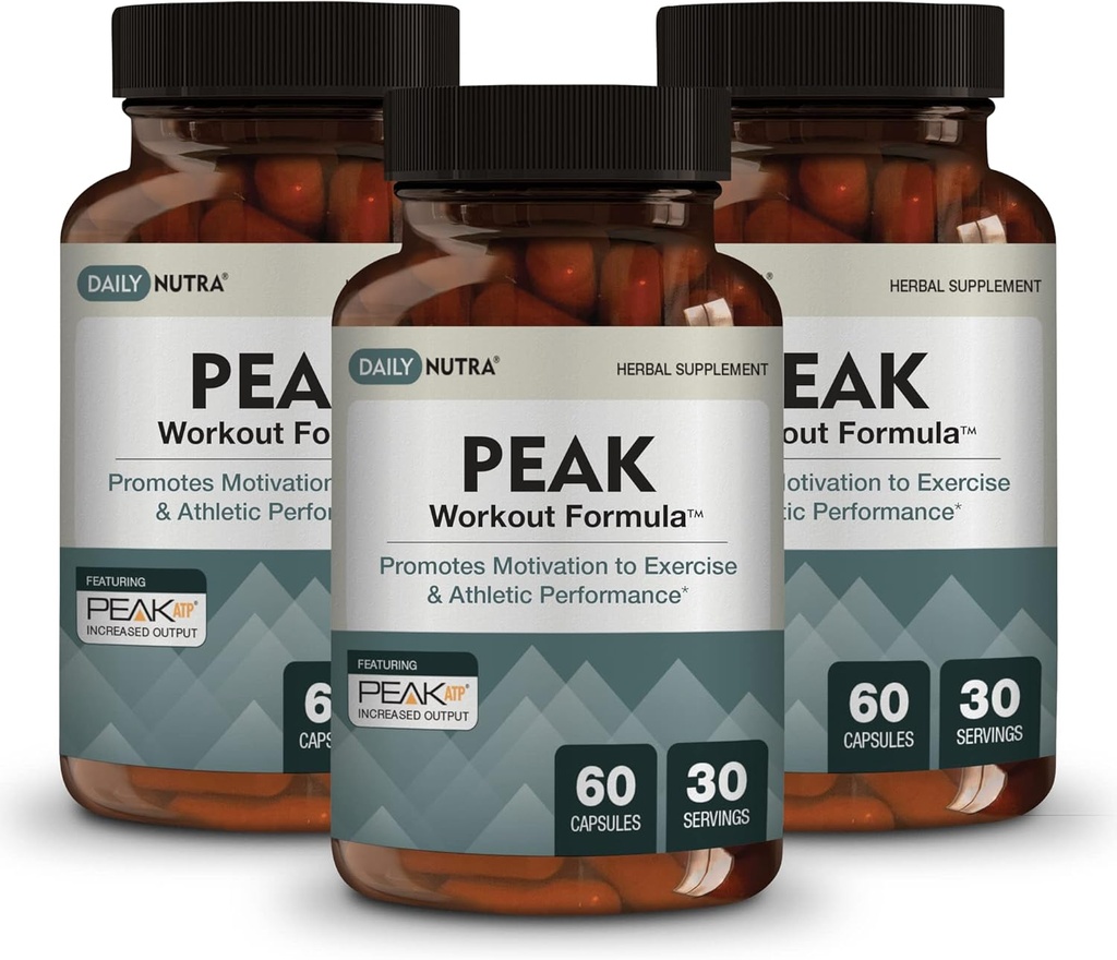 Peak Workout Fórmula - Refuel Motivation and Ejercicio Output ← Pre-Workout y recuperación Suplemento con ATP, Boswellia, Ashwagandha, Green Tea Extract " Piperine (60 cápsulas)