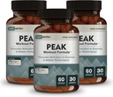 Peak Workout Formule - Refuse Motivace a cvičení Výstup 124; Předcvičení a Zotavení Dodatek s ATP, Boswellia, Ashwagandha, Green Tea Extract & Piperine (60 Kapsle)