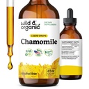 Wild & Organic Chamomile Flowers Drops - Add to Tea for Relaxation Support - 500 mg Chamomile Extract Liquid Drops - Calming Herbal Supplement - 56-Day Supply - Vegan, Sugar & Alcohol-Free - 4 fl oz