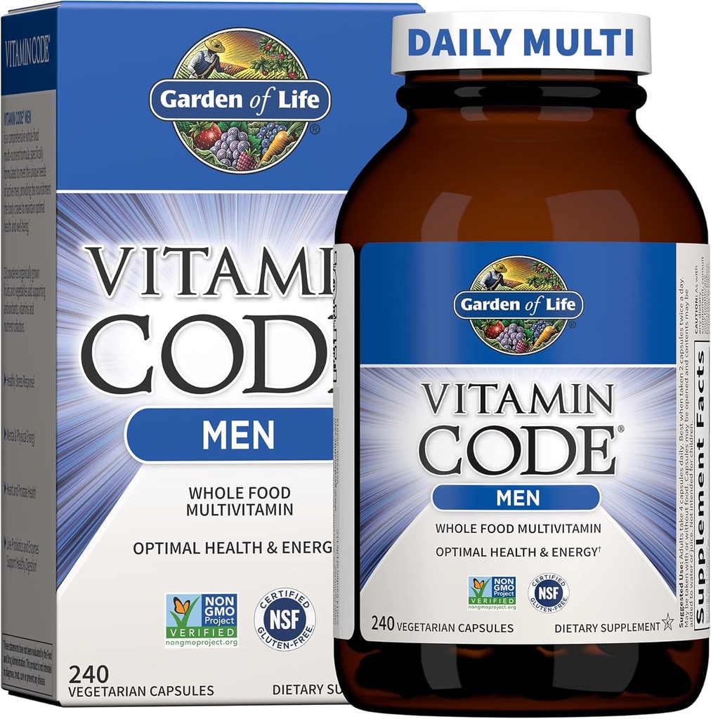- 240 Capsules, vitamins cho nam, trái cây Veggie và Probioics for E energy, heart, Prostate Health, Vegeta Men's Multivitamins