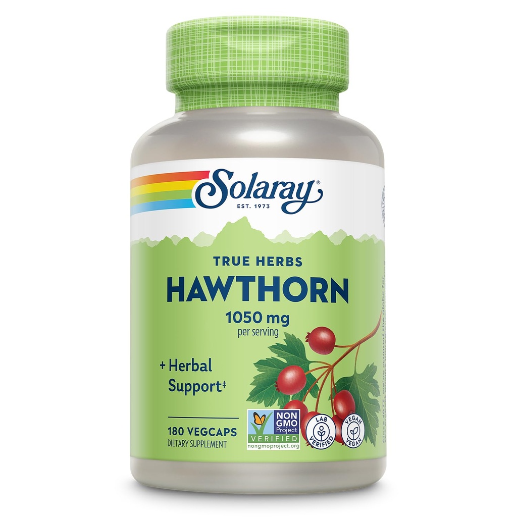 SOLARAY Hawthorn Berry Capsules 1050 mg – Soothing Herbal Support – Vegan, Non-GMO, 180 VegCaps, 90 Servings