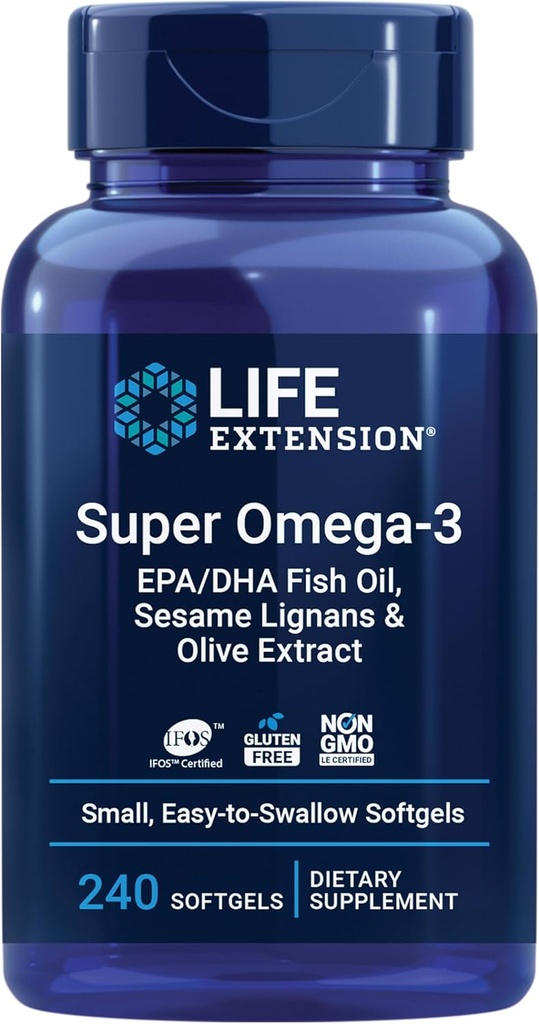 Life Extension Super Omega-3 EPA/DHA Fish Oil, Seesam Lignans & Olive Extract 