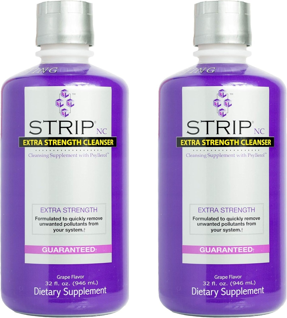 Wellgenix Strip NC Herbal Cleanse Detox Drink, Fast- Acting Body Detox, 32 Fl Oz, Premium Detoxifier do szybkiego usuwania toksyn flush, Extreme Cleanse Detox, Grape Flavor Liquid Formula (Opakowanie 2)