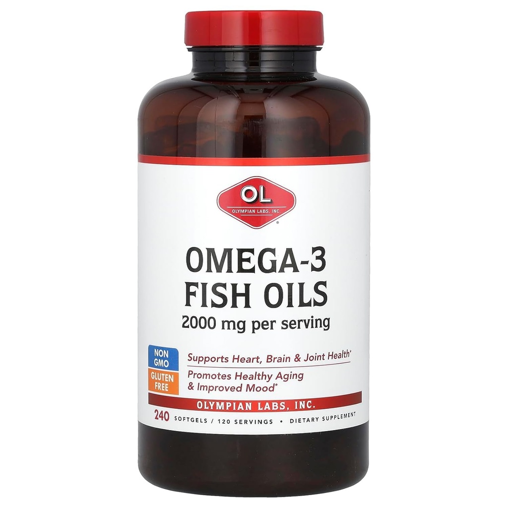 Omega- 3 Fish Oils Olymsian Labs, 2.000 mg, 240 Softgels (1,000 mg per Softgel)