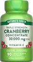 Natural Truth Cranberry Concentrate Pills 30.000mg | Máis vitamina C | Tripla forza Soporte cápsulas | Non-GMO & Gluten Suplemento gratuíto
