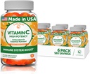 Lunakai Vitamin C Gummies pro dospělé a děti - Organic VIT C Vegan Chewable Gummy Vitamíny - 250 mg Dospělé, Děti, Chlupaté žvýkačky - 6 Pack
