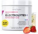 Livingood Daily Electrolytes Powder, Elektrolyytit Hydraation Powder with C-vitamiini, tauriini, D Ribose & FOS, Sokeriton Elektrolyytti Drink Mix, Keto, Gluteeniton, mansikkasitruunamehu, 30 tarjoilua