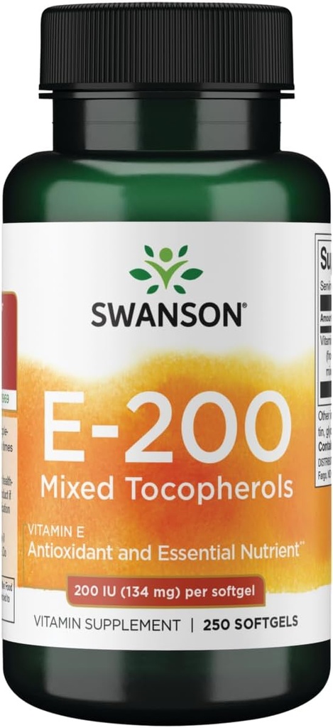 Swanson bitamina E Mixed Tocopherols 200 Iu (134 miligramo) 250 Sgels