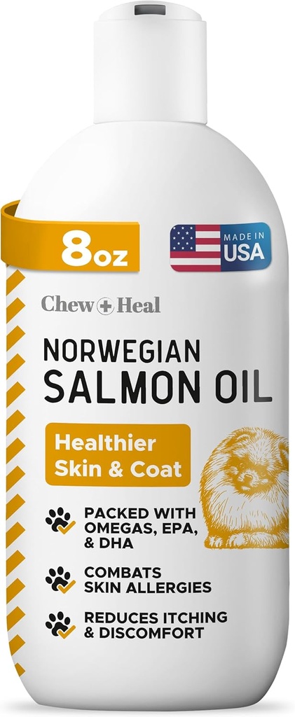 Aceite de salmón para cans - aceite de peixe Premium para a pel e a saúde do abrigo - Suplemento Omega 3 - soporta a pel Itchy - 8 oz Liquid - aceite de salmón can noruego - Complemento esencial do can