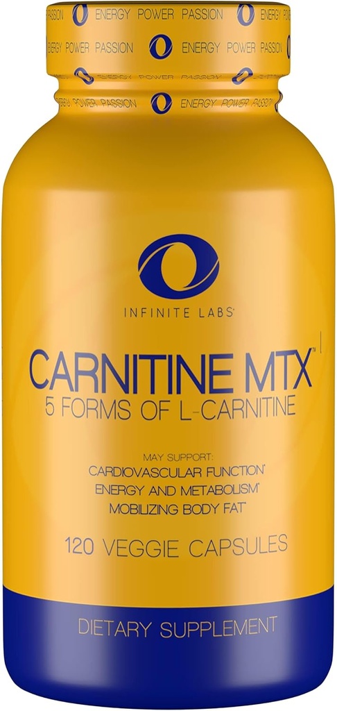 Infinite Labs L Carnitine 1000mg MTX - Aminozuur Blend van Carnitine Fumaraat, L-Carnitine L-Tartrate, Acetyl L-Carnitine, L-Carnitine HCL, L-Carnitine Base 120 Veggie Capsules.