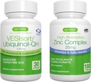VESIsorb Ubiquinol-QH + Zinc Complex Bundle for Fertility, Fast-Acting Advanced CoQ10 100mg + 25mg Chelated Zinc, by Igennus