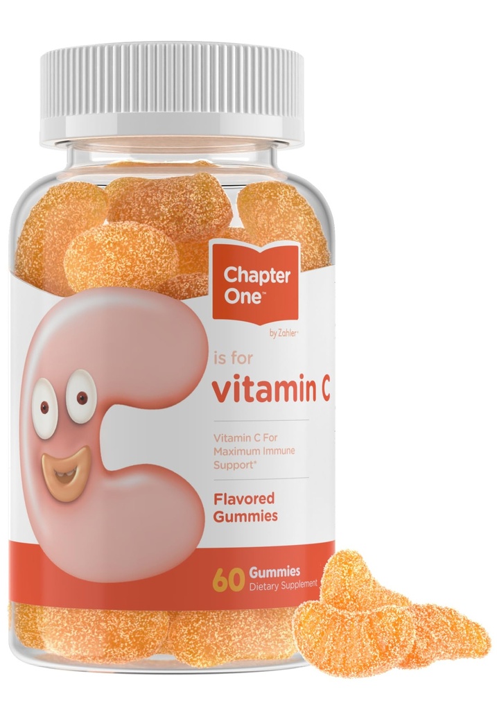 Zahler - Chapter One Vitamin C Gummies for Adults & Kids 125 mg, Certified Kosher (60 Flavored Gummies)