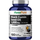 NusaPure Black Seed Oil 1,000 mg per Serving 180 Softgel Capsules (Non-GMO, Vegetarian & Vegan) Cold-Pressed Virgin Nigella Sativa. Hexane Free