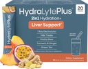 Hydralyte Liver Support + Electrolyte Mix with Milk Thistle, Turmeric, Ginger, Printer Pear, Green Tea Extract Preparted for Rapid Rehydration (Peach Passion Ginger, 20 Pakiety)