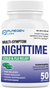 Puregen Labs Nighttime Cold and Flu Relief Medicine | 50 קפסולות נוזליות Softgel