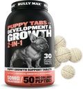 Bully Max 2-i-1 Puppy vitaminer - 30 Chewable Tabletter for utvikling og vekst av valper - Hundebehandlinger, vitamin og kosttilskudd for små hunder og store avler voksende valper - kan brukes som mattupper