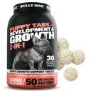 Bully Max 2-in-1 Puppy Vitamins - 30 Chewable Tablets for Development and Growth of Puppies - Dog Treats, Vitamin & Supplements for Small Dogs & Large Breed Growing Pups - Can Be Used as Food Topper