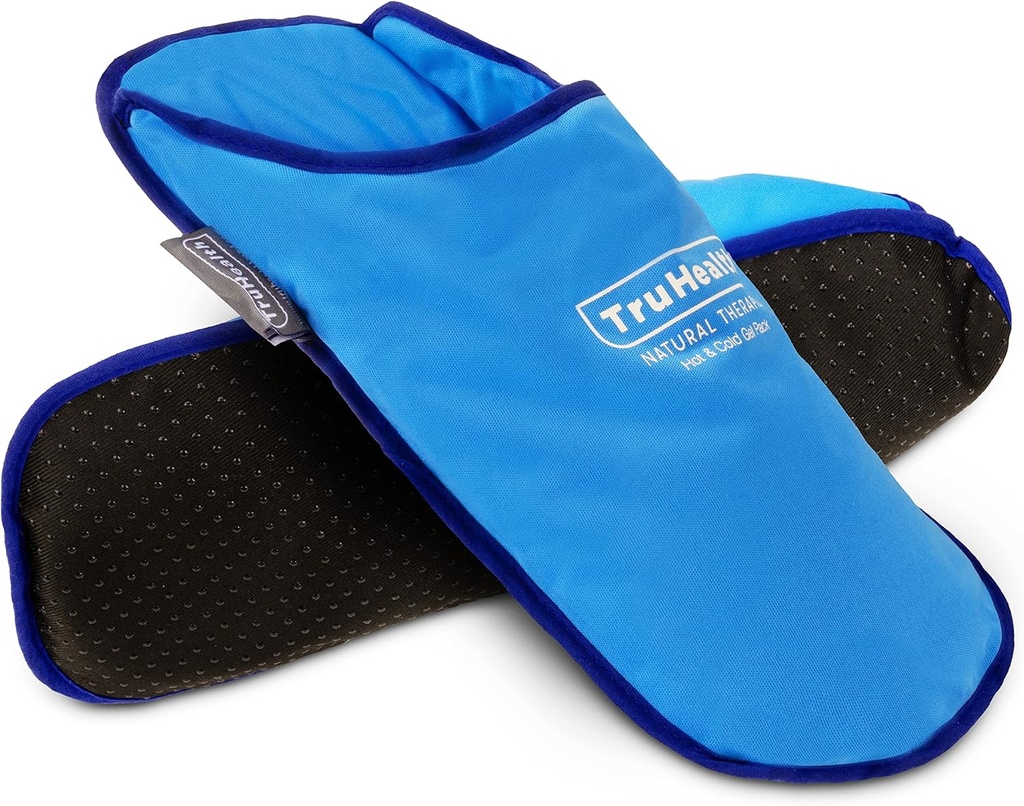 Ice Pack Slippers for Neuropathy Relief - 1 Pair, Blue Vinyl Gel - Ice Pack Wraps " Cold Slippers for Swollen Feet Relief - Hot " Cold Therapy for Plantar Fasciitis " Burning Sensation