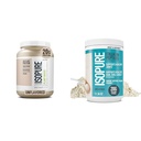 Bundle of Isopure Unflavored Organic Vegan Pea Protein Powder, Dairy Free with Amino Acids, 20 Servings + Isopure Collagen Peptides Powder, 14 Servings, Unflavored, with Vitamin C, with Biotin