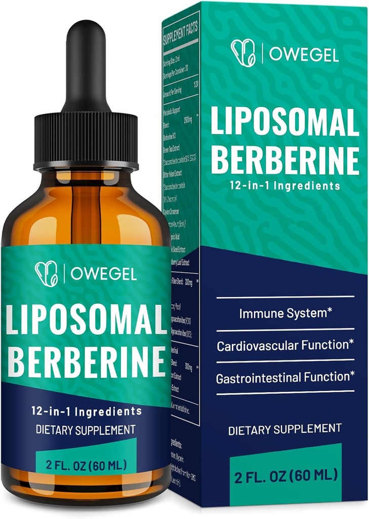 Berberine HCL Supplement met Ceylon Cinnamon - Zeer absorberende Liposomale Berberine Liquid Drops 3000mg- 12 in 1 Natuurlijke Ingrediënten - AMPK Activator - 2 Fl Oz